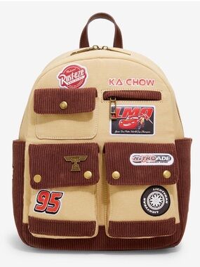 New Disney Pixar Cars Lightning McQueen Patches Mini Backpack